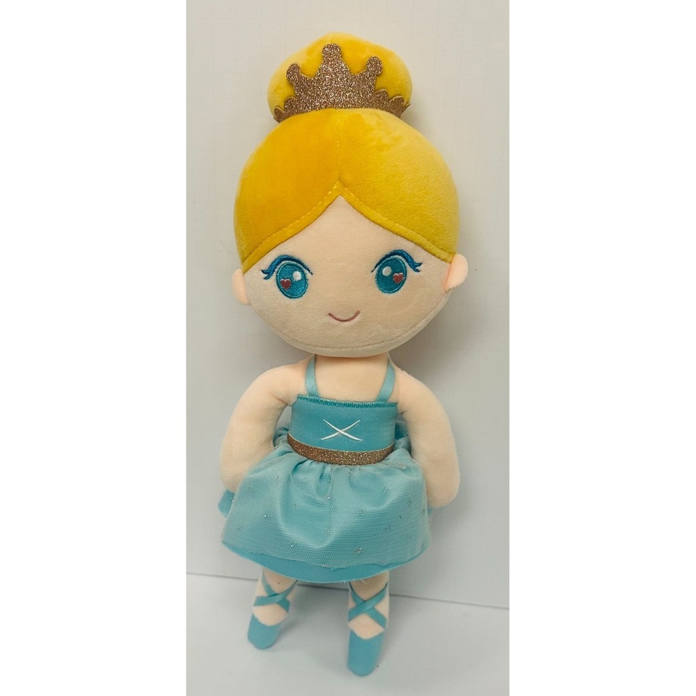 Gloveleya Blonde Princess Ballerina w Blue Dress & Shoes 13" Stuffed Plush Doll